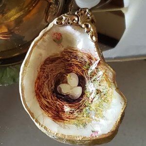 FREE SHIPPING! Handcrafted Oyster Shell Art Dish.